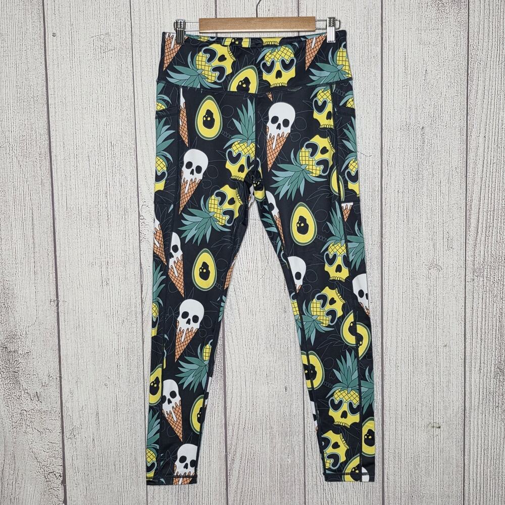 Constantly Varied Gear CVG Skull Pineapple Leggings Pockets Workout - Large